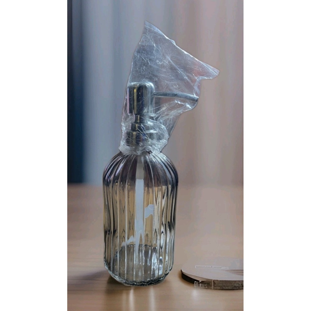 Glass Clear black Soap‎ Dispenser with silver tone plastic spout modern
